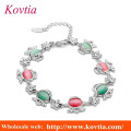 Nouveau design rose et vert angle opale bracelet en argent pour les filles gros acheteurs d&#39;or et de diamants